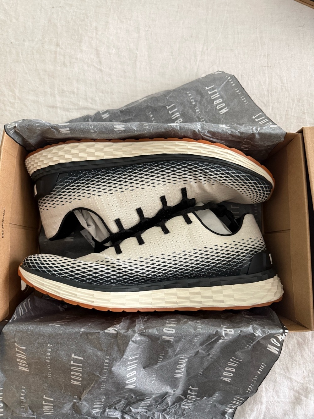 Men's Mesh Running Shoes in Cream & Black NoBull 365 All Day Ripstop